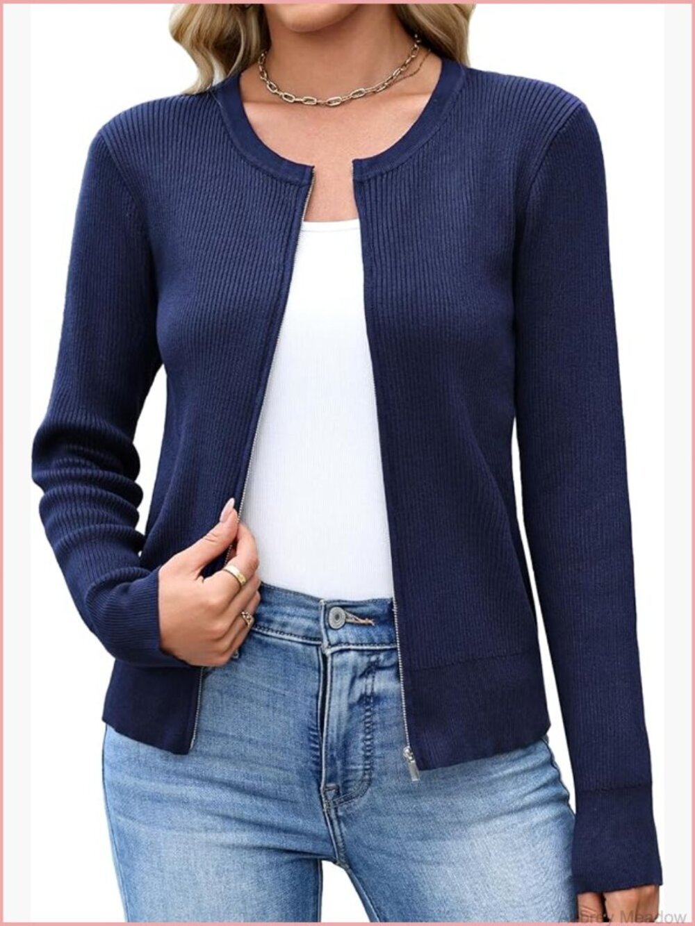 Womens Zip Up Cardigan Long Sleeve Knitted Lightweight Jacket